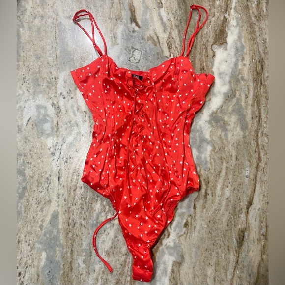brand new never worn zara red bodysuit with white stars - Picture 2 of 5